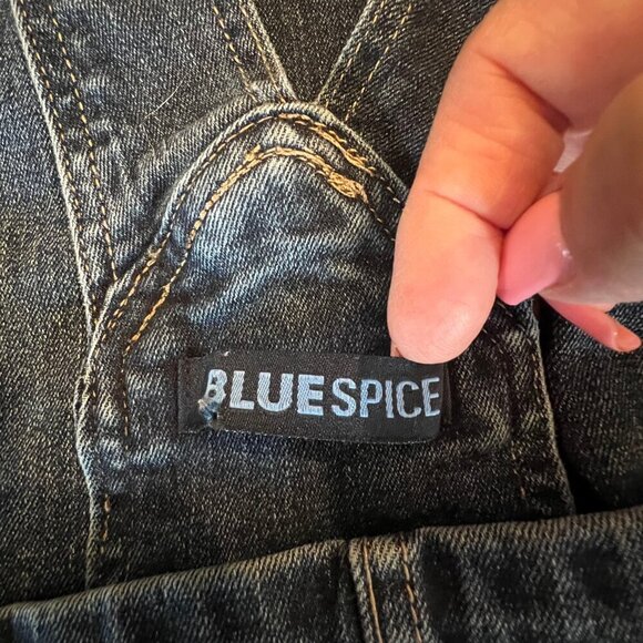 Women's Dark Blue Denim Spice Bib Overalls, Distressed, Size 9 - Picture 8 of 13